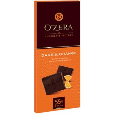 Шоколад «OZERA» Черный горький с апельсиновым маслом 55% какао 90 гр